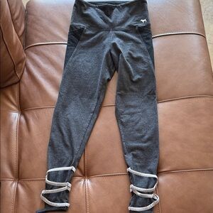 PINK Victoria's Secret Charcoal Leggings with Light Gray Straps